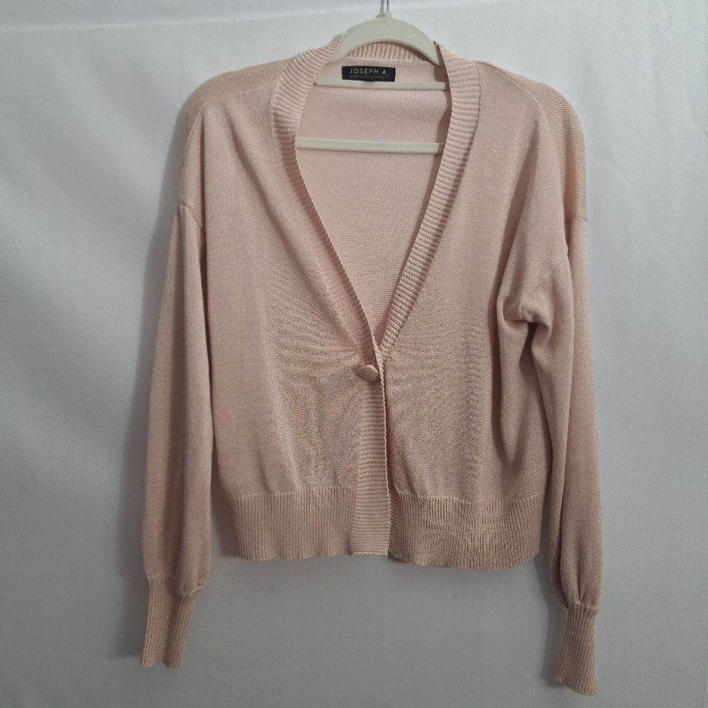 Joseph A Slouch Long Sleeve Cardigan One Button Sparkly Pink Womens Medium
